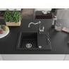 Mexen Enzo granite kitchen sink with 1 bowl, drainer, and Carla kitchen faucet, black - 6506-77-670700-00