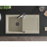 Mexen Leo granite single-bowl sink with drainer and Aster kitchen faucet, beige - 6501-69-73450-07-B