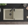 Mexen Leo 1-Bowl Granite Sink with Drainer and Aster Kitchen Faucet, Beige - 6501-69-73450-70-B