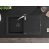 Mexen Leo Granite 1-Bowl Sink with Drainer and Kitchen Faucet Aster, Black/Silver Metallic - 501-73-73450-07-B
