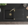 Mexen Leo granite sink 1-bowl with drainer and kitchen faucet Aster, black/silver metallic - 6501-73-73450-57-G