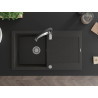 Mexen Leo Granite Kitchen Sink Single-Bowl with Drainer and Aster Kitchen Faucet, Black/Gold Metallic - 6501-75-73450-07