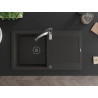 Mexen Leo 1-bowl granite sink with drainer and kitchen faucet Aster, black/gold metallic - 6501-75-73450-07-B