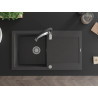 Mexen Leo 1-bowl granite sink with drainer and Aster kitchen faucet, black speckled - 6501-76-73450-07