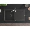 Mexen Leo granite sink 1-bowl with drainer and Aster kitchen tap, speckled black - 6501-76-73450-07-B