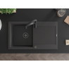 Mexen Leo 1-bowl granite sink with drainer and Aster kitchen faucet, speckled black - 6501-76-73450-70-B