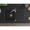 Mexen Leo 1-compartment granite sink with drainer and kitchen faucet Aster, black - 6501-77-73450-07