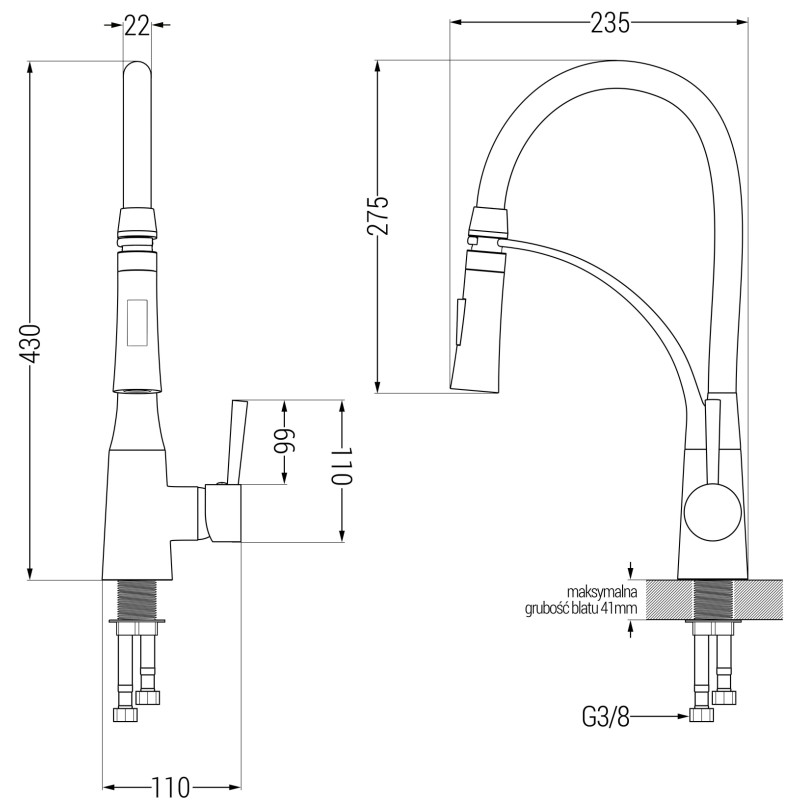Mexen Matias 1.5-bowl granite sink with a drainer and Aster kitchen faucet, white - 6502-20-73450-57-B