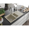 Mexen Matias granite sink 1.5-bowl with drainer and kitchen faucet Aster, beige - 6502-69-73450-07