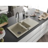 Mexen Matias 1.5-bowl granite kitchen sink with drainer and Aster faucet, beige - 6502-69-73450-07-B