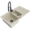 Mexen Matias 1.5-bowl granite sink with drainer and Aster kitchen tap, beige - 6502-69-73450-70-B