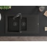 Mexen Matias granite sink 1.5-bowl with drainer and Aster kitchen tap, black/gold metallic - 6502-75-73450-70-B