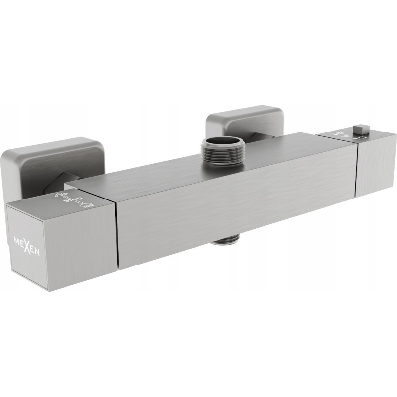 Mexen Cube thermostatic shower faucet, brushed gun gray - 77250-66