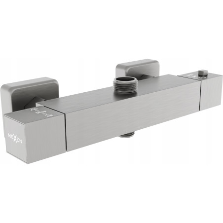 Mexen Cube thermostatic shower faucet, brushed gun gray - 77250-66