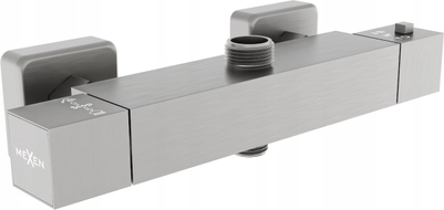 Mexen Cube thermostatic shower faucet, brushed gun gray - 77250-66