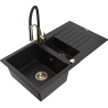 Mexen Matias granite kitchen sink 1.5-bowl with drainer and kitchen faucet Aster, black - 6502-77-73450-57-G