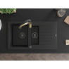 Mexen Matias granite sink 1.5-bowl with drainer and kitchen faucet Aster, black - 6502-77-73450-57-B