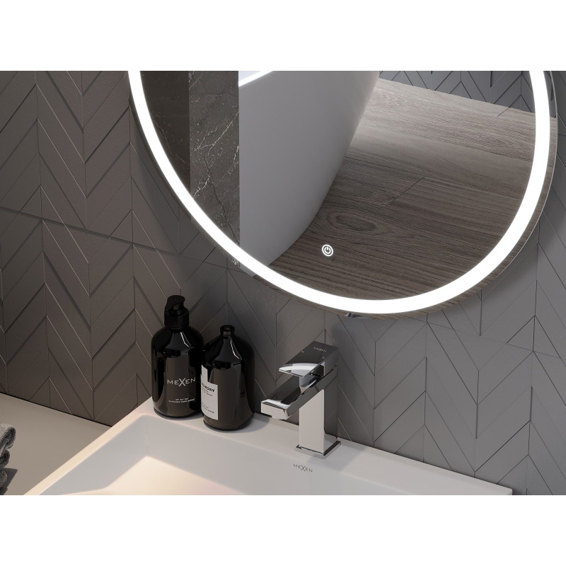 Mexen Gobi illuminated bathroom mirror, round 70 cm, LED 6000K, antifog - 9801-070-070-611-00