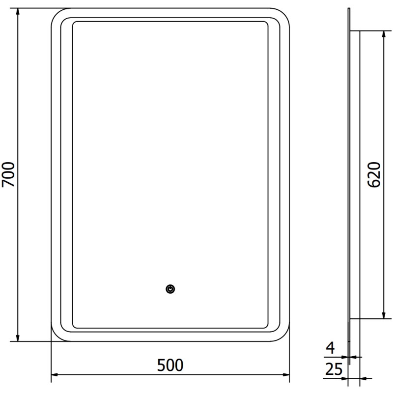 Mexen Zusa bathroom mirror illuminated 50 x 70 cm, LED 6000K, anti-fog - 9808-050-070-611-00