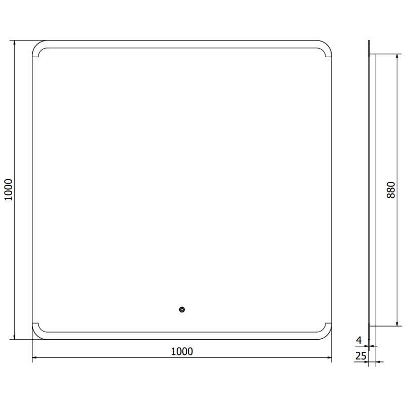 Mexen Nida illuminated bathroom mirror 100 x 100 cm, LED 6000K, anti-fog - 9806-100-100-611-00