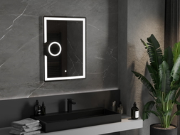 Mexen Onyx illuminated bathroom mirror with cosmetic mirror 60 x 80 cm, LED 6000K, anti-fog - 9813-060-080-611-00