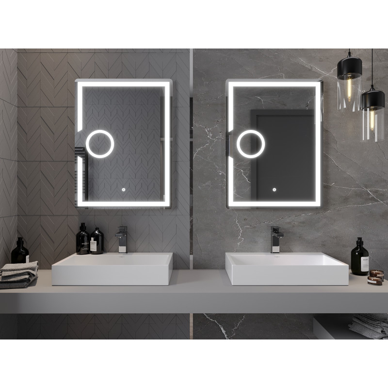 Mexen Onyx illuminated bathroom mirror with cosmetic mirror 60 x 80 cm, LED 6000K, anti-fog - 9813-060-080-611-00