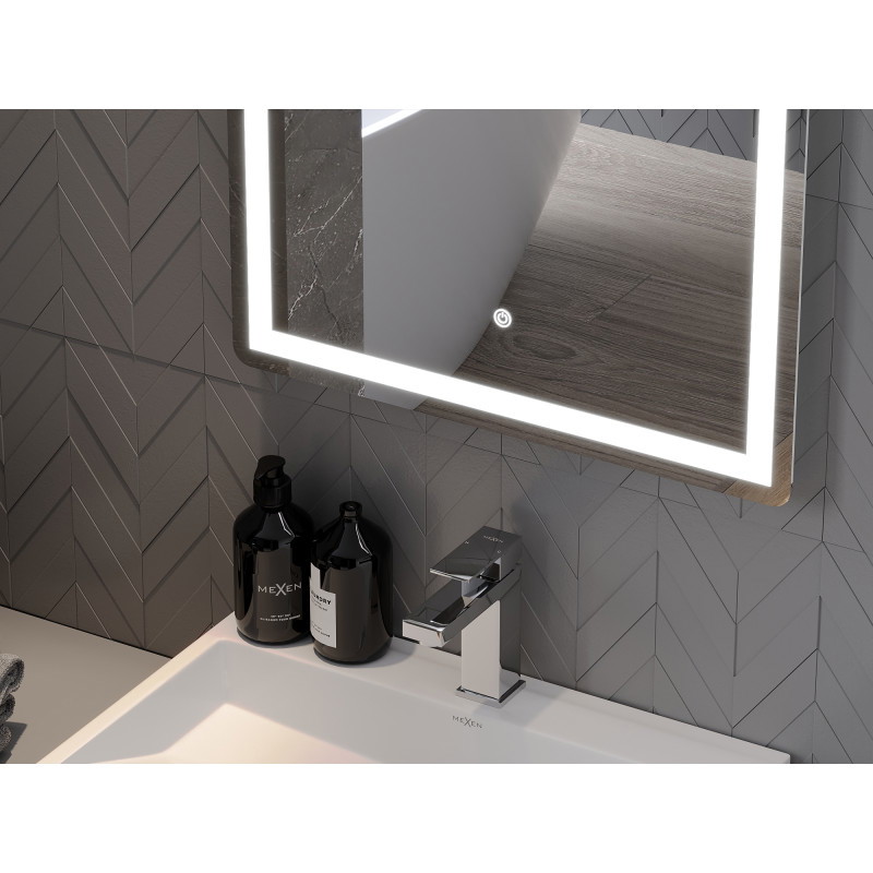Mexen Onyx illuminated bathroom mirror with cosmetic mirror 60 x 80 cm, LED 6000K, anti-fog - 9813-060-080-611-00