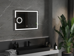 Mexen Onyx illuminated bathroom mirror with a makeup mirror 80 x 60 cm, LED 6000K, demister - 9813-080-060-611-00