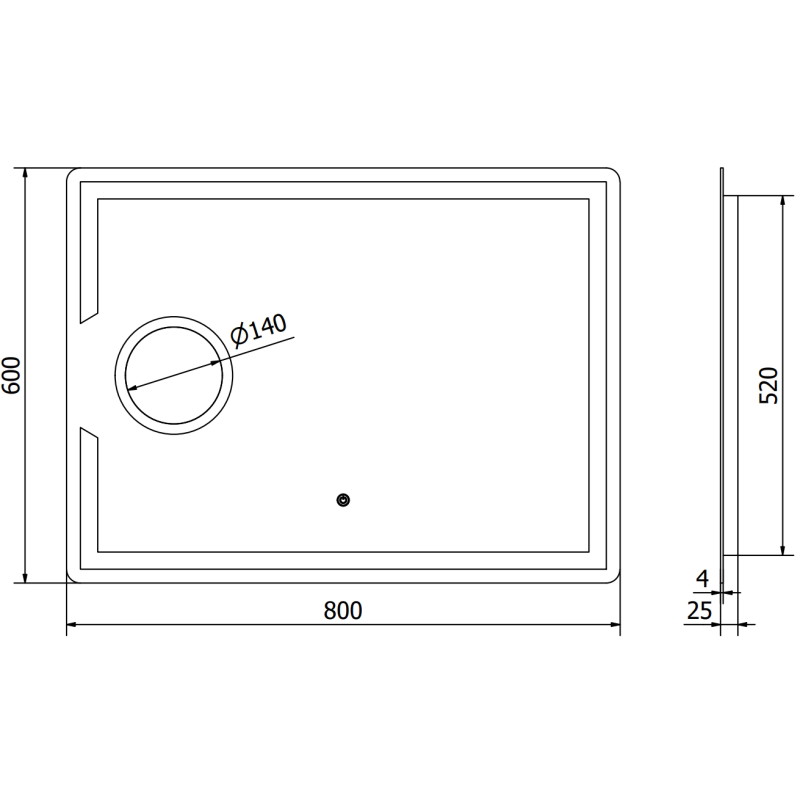 Mexen Onyx bathroom mirror with backlight and cosmetic mirror 80 x 60 cm, LED 6000K, anti-fog - 9813-080-060-611-00