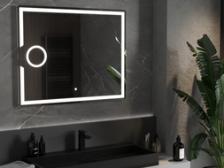 Mexen Onyx bathroom mirror with lighting and cosmetic mirror 100 x 80 cm, LED 6000K, anti-fog - 9813-100-080-611-00