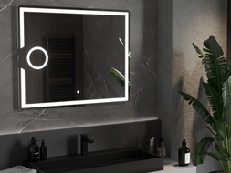 Mexen Onyx illuminated bathroom mirror with a makeup mirror 100 x 80 cm, LED 6000K, demister - 9813-100-080-611-00