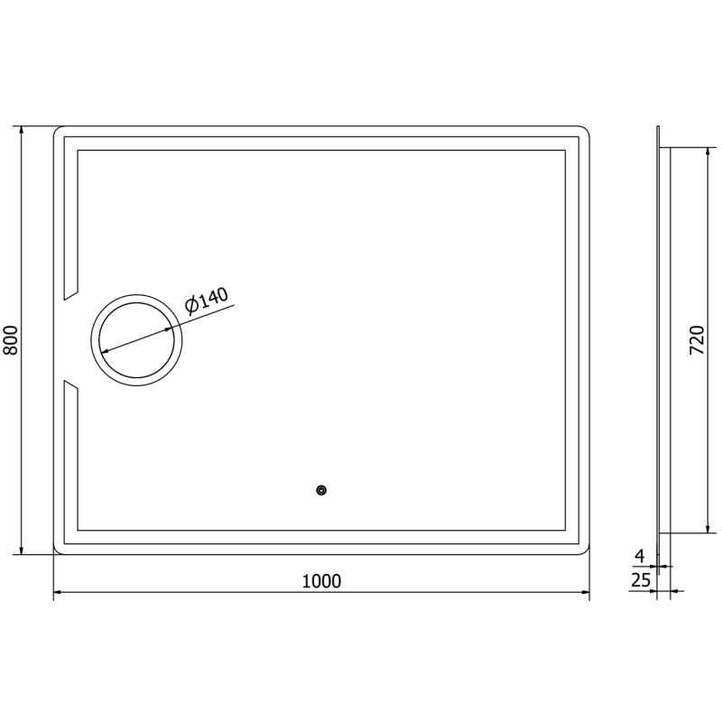Mexen Onyx illuminated bathroom mirror with cosmetic mirror 100 x 80 cm, LED 6000K, anti-fog - 9813-100-080-611-00