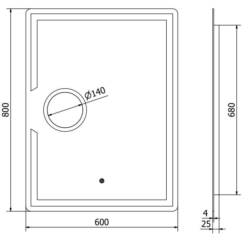 Mexen Onyx illuminated bathroom mirror with cosmetic mirror 60 x 80 cm, LED 6000K, anti-fog - 9813-060-080-611-00