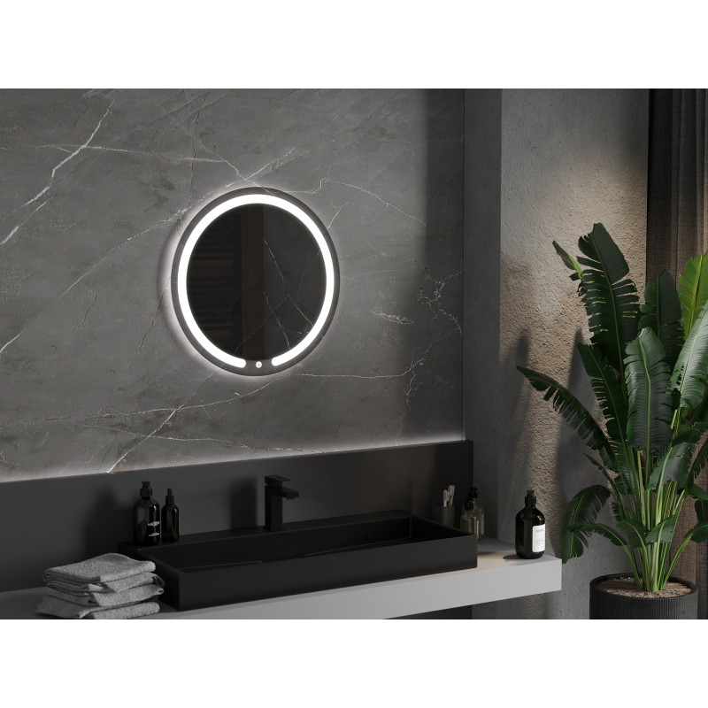 Mexen Rose illuminated bathroom mirror, round 60 cm, LED 6000K, anti-fog - 9810-060-060-611-00