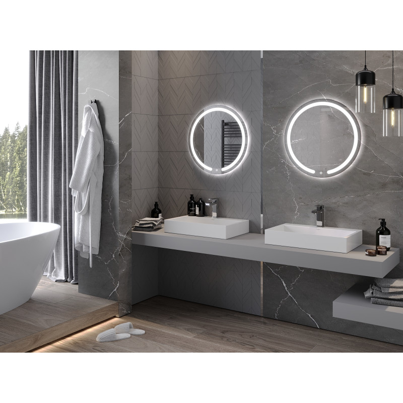 Mexen Rose illuminated bathroom mirror, round 60 cm, LED 6000K, anti-fog - 9810-060-060-611-00