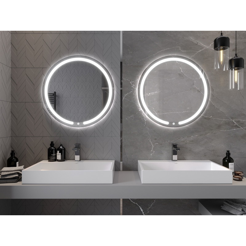 Mexen Rose LED Illuminated Bathroom Mirror, Round 70 cm, LED 6000K, Anti-Fog - 9810-070-070-611-00