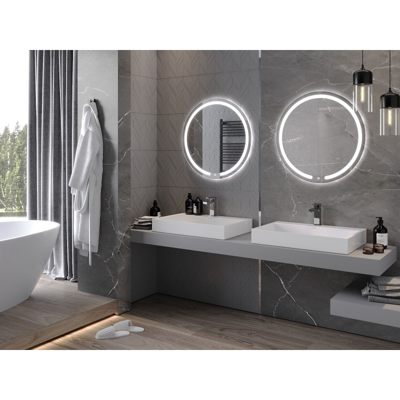 Mexen Rose LED Illuminated Bathroom Mirror, Round 70 cm, LED 6000K, Anti-Fog - 9810-070-070-611-00