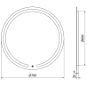 Mexen Rose LED Illuminated Bathroom Mirror, Round 70 cm, LED 6000K, Anti-Fog - 9810-070-070-611-00