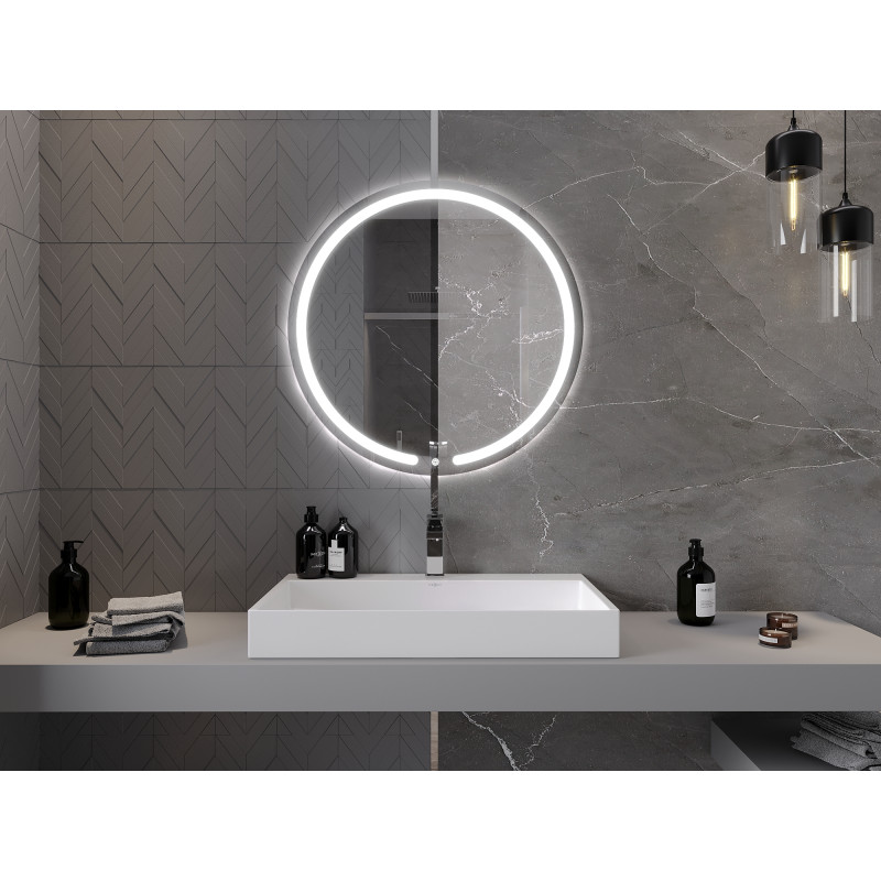 Mexen Rose illuminated bathroom mirror, round 80 cm, LED 6000K, anti-fog - 9810-080-080-611-00