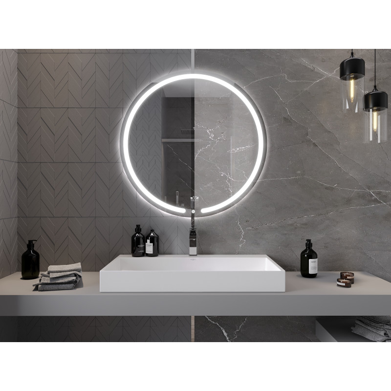 Mexen Rose illuminated bathroom mirror, round 90 cm, LED 6000K, anti-fog - 9810-090-090-611-00