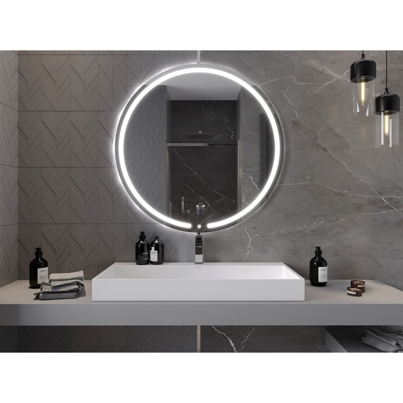 Mexen Rose illuminated bathroom mirror, round 100 cm, LED 6000K, antifog - 9810-100-100-611-00