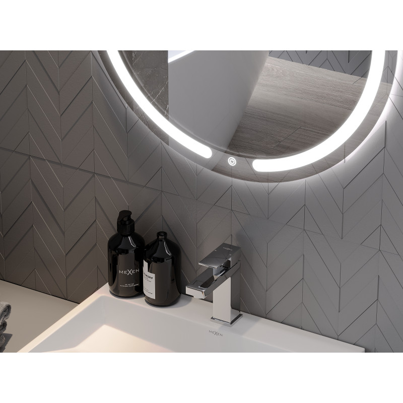 Mexen Rose illuminated bathroom mirror, round 80 cm, LED 6000K, anti-fog - 9810-080-080-611-00