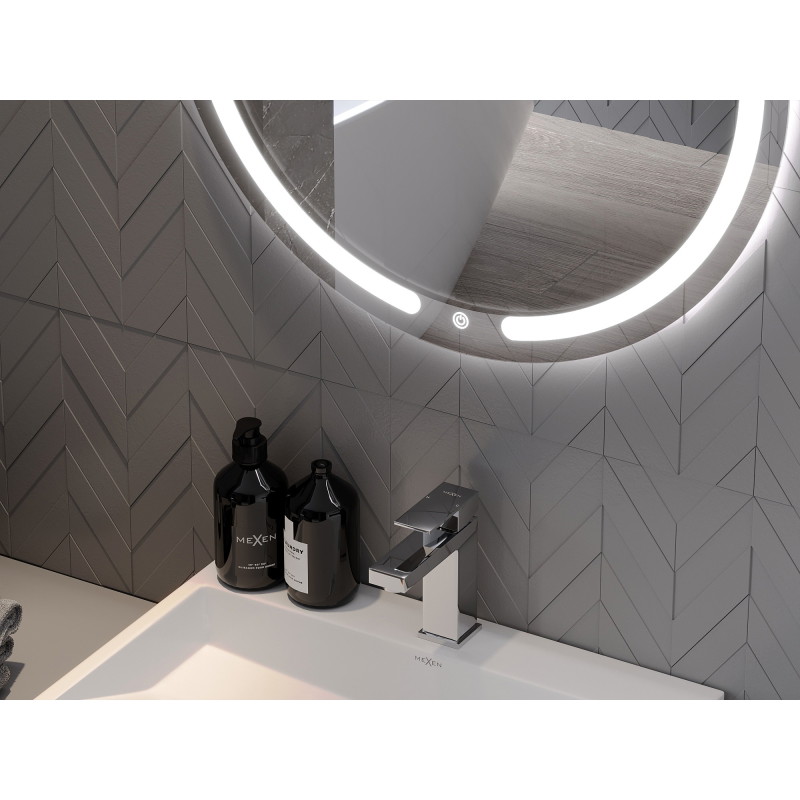 Mexen Rose illuminated bathroom mirror, round 100 cm, LED 6000K, antifog - 9810-100-100-611-00