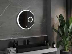 Mexen Ella illuminated bathroom mirror with cosmetic mirror, round 60 cm, LED 6000K, anti-fog - 9811-060-060-611-00