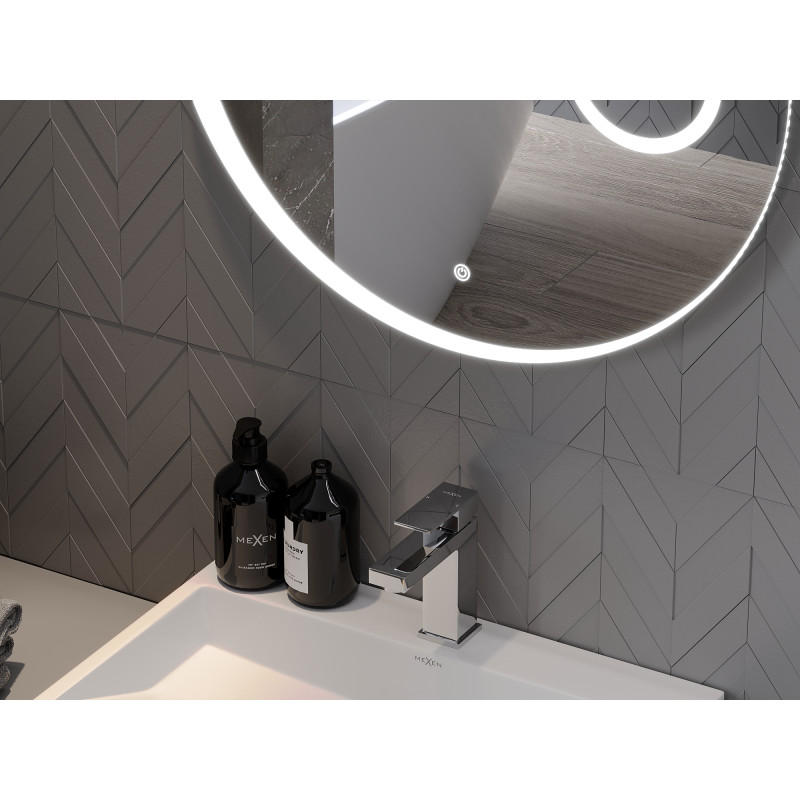 Mexen Ella illuminated bathroom mirror with cosmetic mirror, round 60 cm, LED 6000K, anti-fog - 9811-060-060-611-00