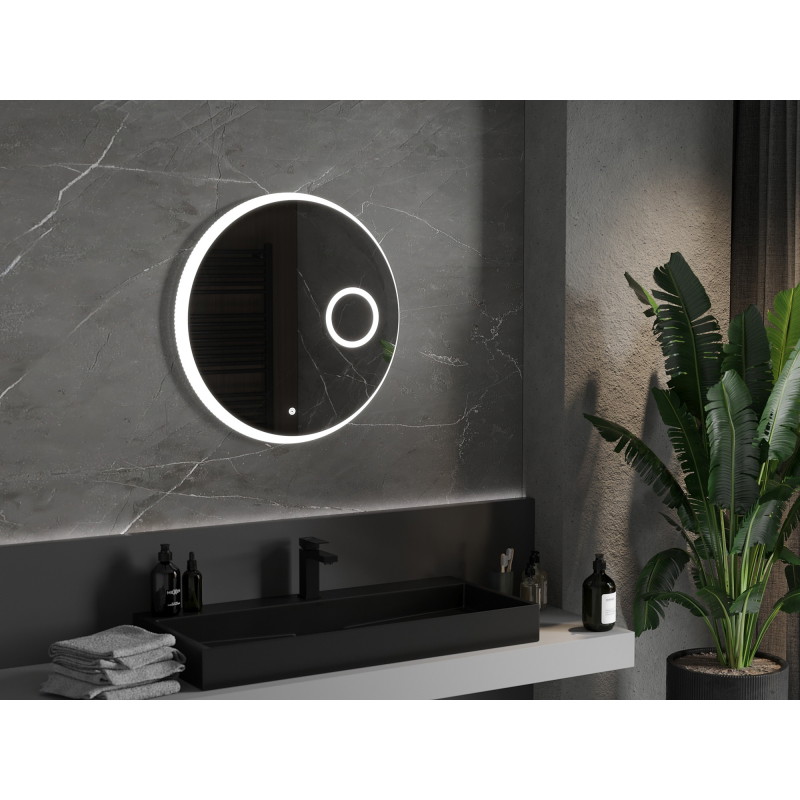 Mexen Ella bathroom mirror with backlighting and cosmetic mirror, round 70 cm, LED 6000K, anti-fog - 9811-070-070-611-00