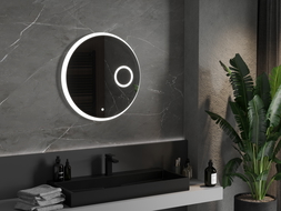 Mexen Ella illuminated bathroom mirror with a makeup mirror, round 70 cm, LED 6000K, demister - 9811-070-070-611-00