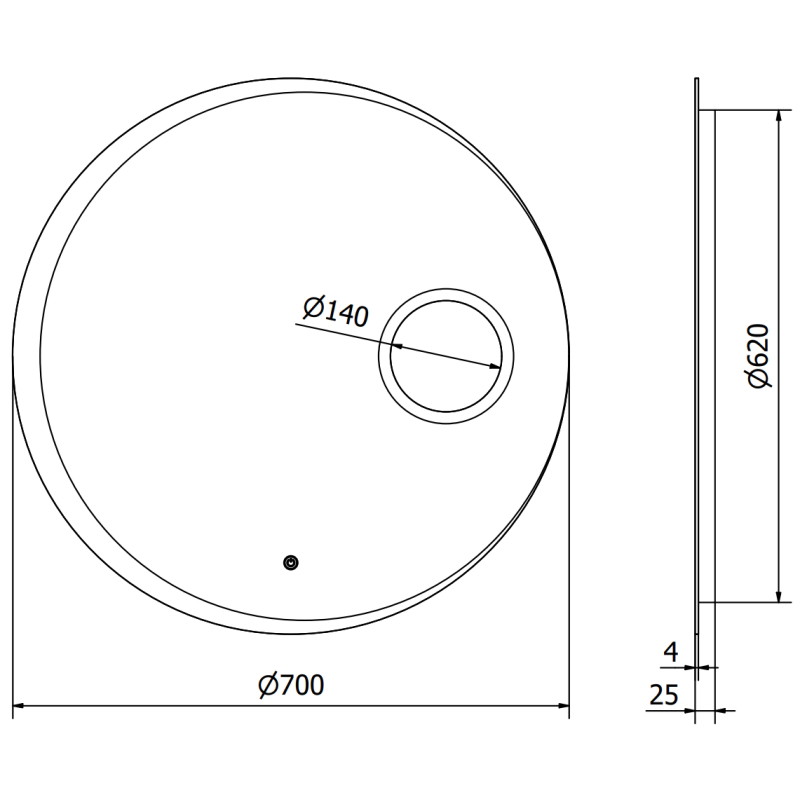 Mexen Ella bathroom mirror with backlighting and cosmetic mirror, round 70 cm, LED 6000K, anti-fog - 9811-070-070-611-00