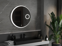 Mexen Ella bathroom mirror with lighting and cosmetic mirror, round 80 cm, LED 6000K, anti-fog - 9811-080-080-611-00