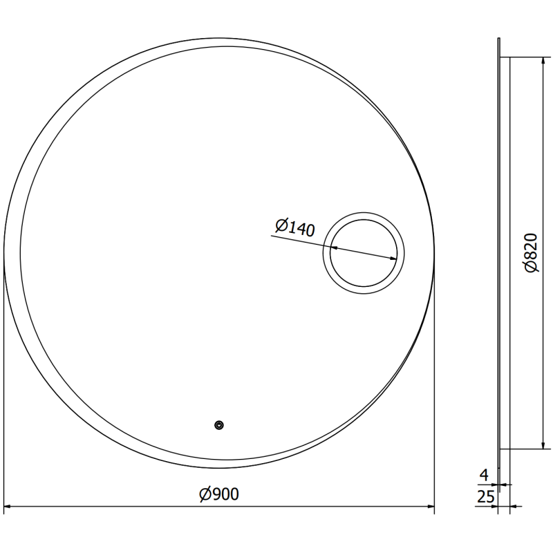 Mexen Ella illuminated bathroom mirror with cosmetic mirror, round 100 cm, LED 6000K, anti-fog - 9811-100-100-611-00